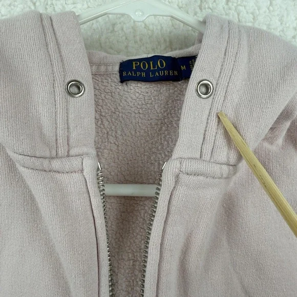 Polo Ralph Lauren Hoodie Sweatshirt Girls Medium Pink Full Zip Fleece Pony - Picture 4 of 10